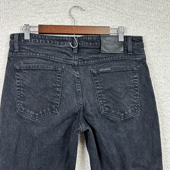 Vtg Harley Davidson Jeans Womens 14 Black Bootcut Genuine Motor Clothes 5 Pocket - Picture 6 of 15